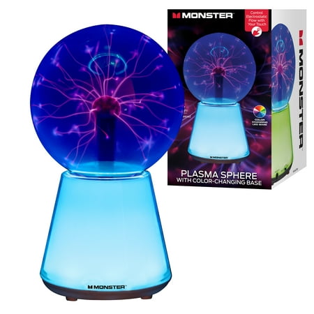 Monster Plasma Sphere, Interactive Electrostatic Plasma Globe Lamp with LED Color-Changing Base, for Christmas, Halloween, Party, Gameday and More, 5”