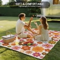 thumbnail image 4 of Bohemia Floral Outdoor Rug 5x7 Ft - Reversible Patio Rug Outdoor Camping Rugs, Vintage Orange Pink Flowers Boho Style Beige Indoor Outdoor Area Rugs, Non-Slip Outdoor Carpet Runner for Deck/Porch, 4 of 8