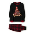 thumbnail image 5 of Elippeo Christmas Family Pajamas Matching Set Elk Print Long Sleeve Tops and Stretch Plaid Pants Sleepwear Soft Nightwear, 5 of 10