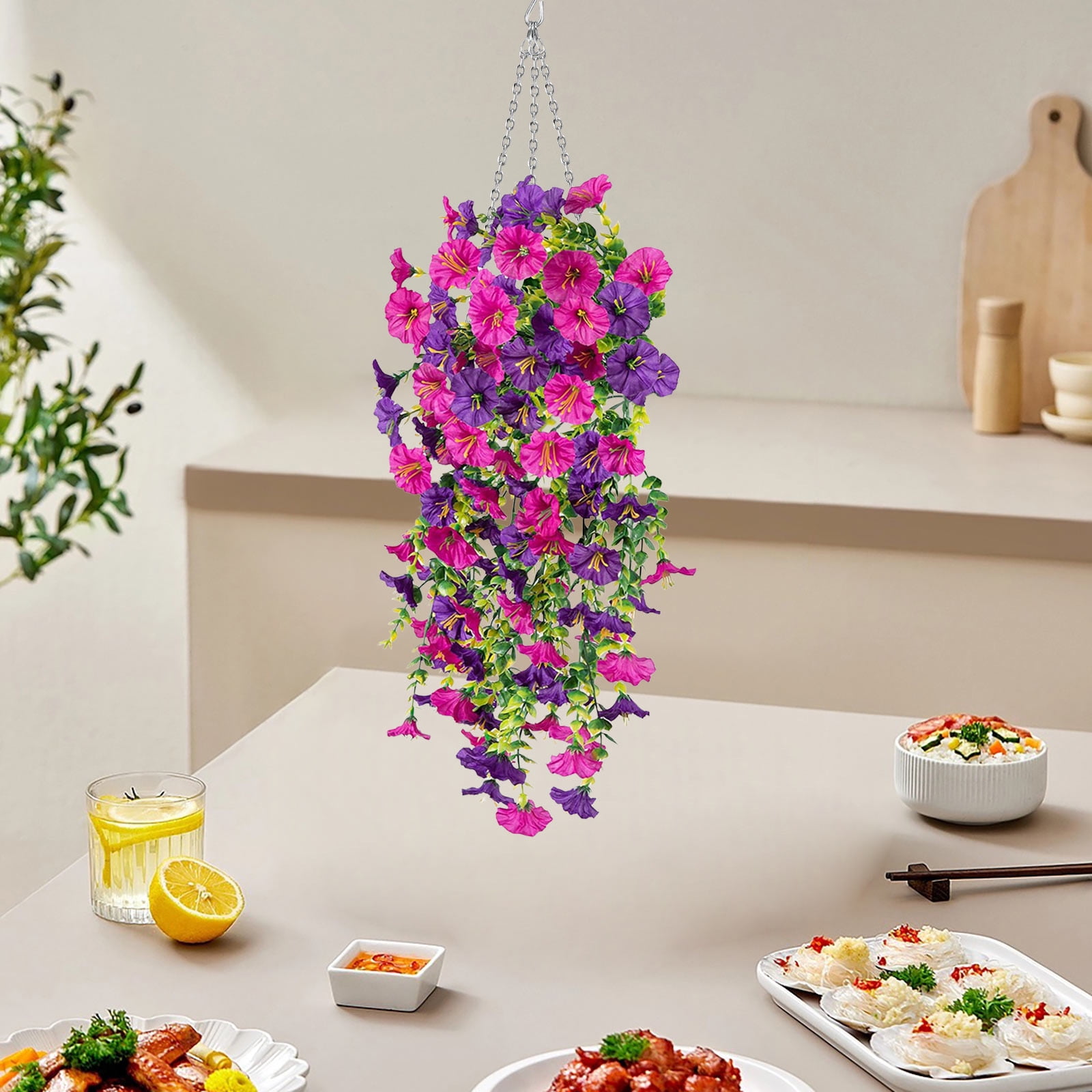 Clearance Under $5 Boovnll Hanging Flowers, Artificial Ipomoea Nil Hanging Plants, Lifelike Flowers, No Fade, Artificial Flowers for Indoor/ Outdoor Wedding, Party, DIY Tables Decor, Fake Flowers
