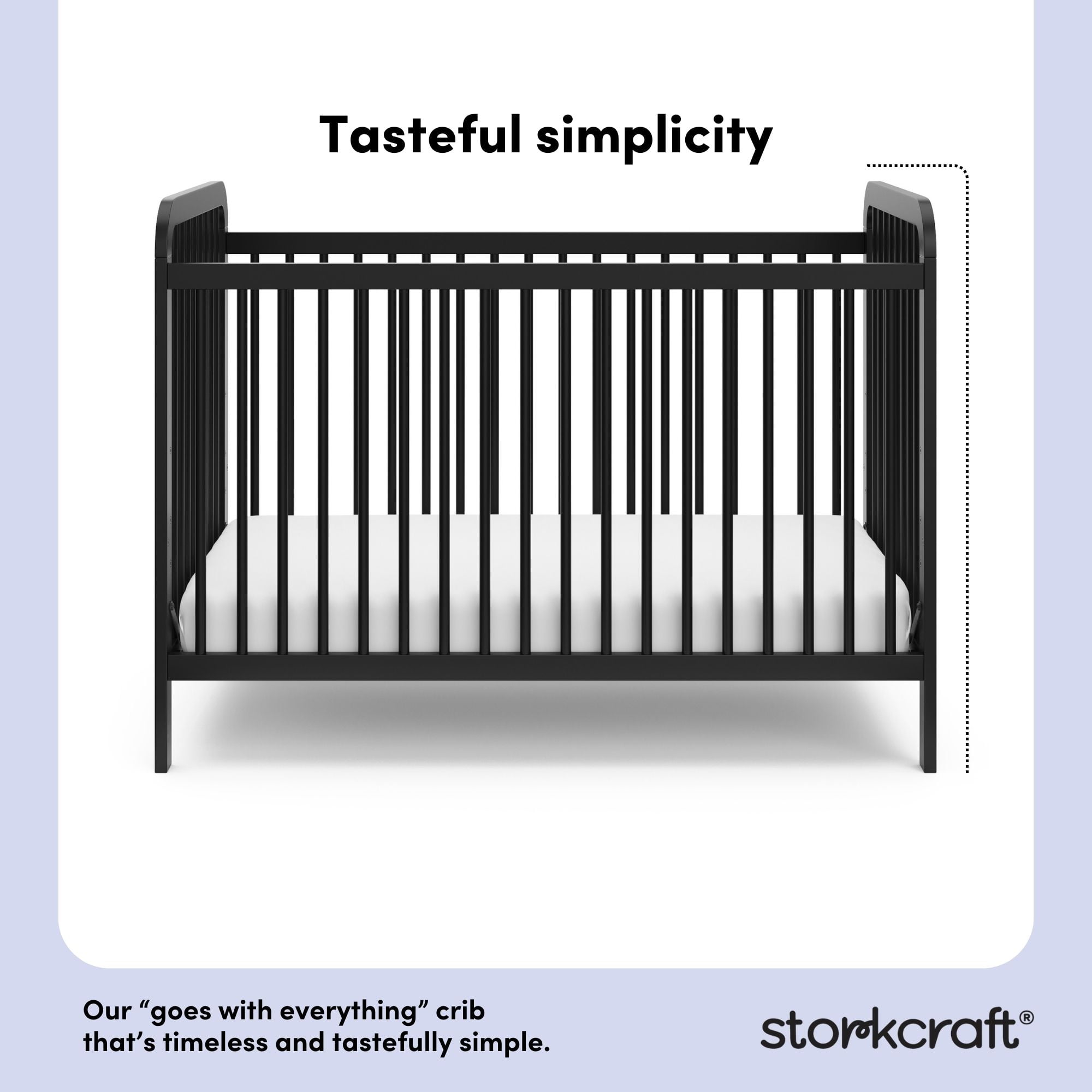 Storkcraft Pasadena 3-in-1 Convertible Crib – GREENGUARD Gold Certified, 100% Solid Wood, Fits Standard Crib Mattress, Converts to Toddler Bed and Daybed, 4 Mattress Heights , Black