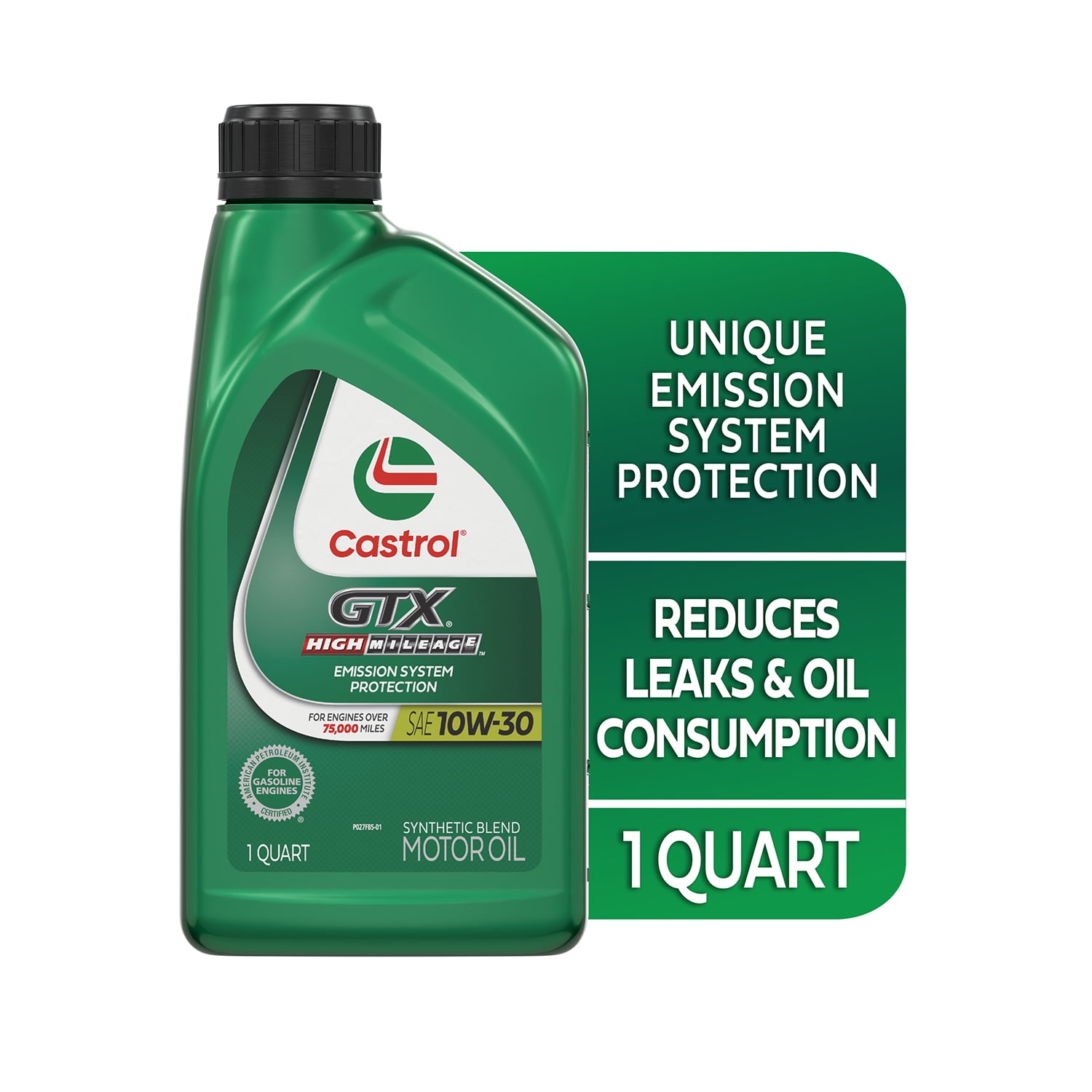 (2 pack) Castrol GTX High Mileage 10W-30 Synthetic Blend Motor Oil, 1 Quart