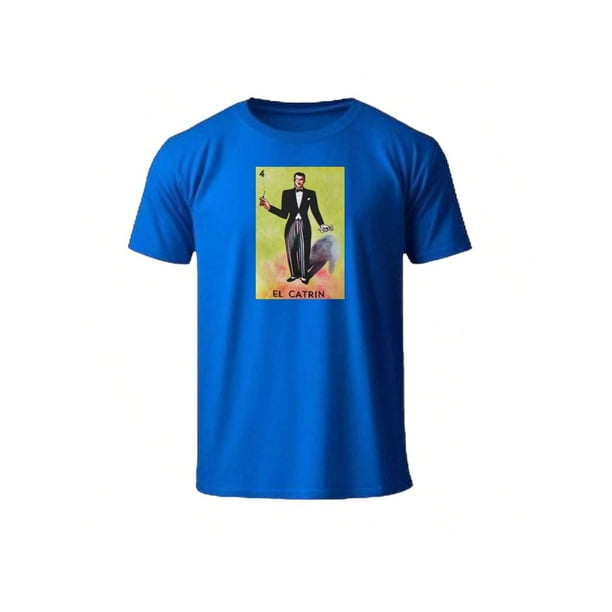 Playera De Fiestas Patrias Catrin Loteria Mexico Septiembre Dia De La Independencia Color Azul Talla Mediana Marca Emil SaEs