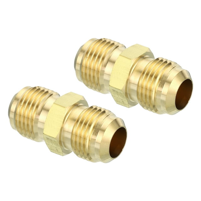 Uxcell accesorio de compresión de latón, accesorio de tubo de flare para plomería 3/8" Macho x 3/8" Macho 2
