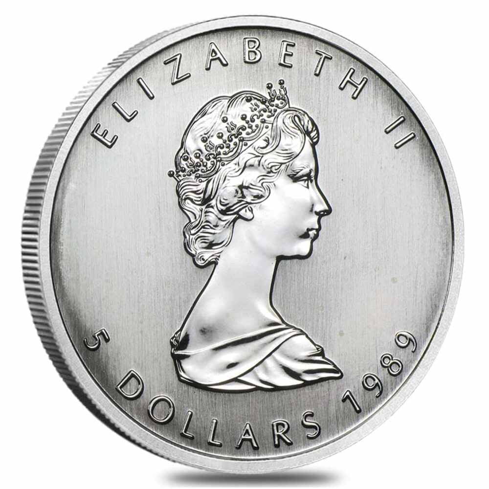 Royal Canadian Mint 1989 Silver Maple Leaf Coin, 1 oz .9999 Fine