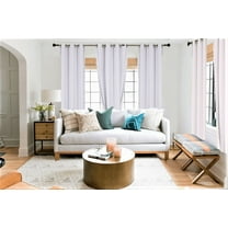 2 Piece panel room darkening thermal foam lined blackout heavy thick wIndow curtain top grommets white 84" inch length for bedroom