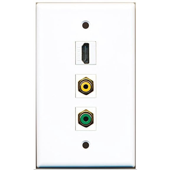 RiteAV - 1 Port HDMI and 1 Port RCA Yellow and 1 Port RCA Green Wall Plate