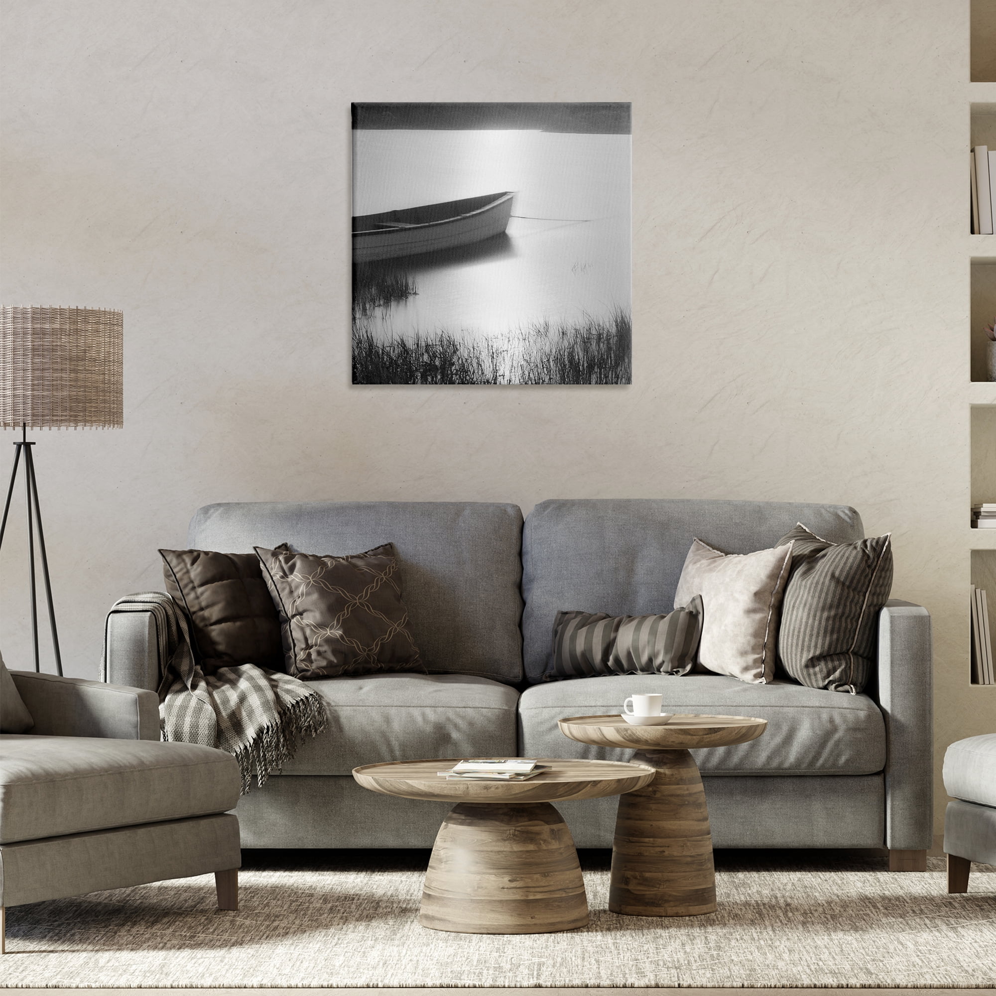 Stupell Industries Rowboat on Peaceful Shore Landscape & Nature Photography Wrapped Canvas Art Print Wall Art, 24 x 24