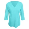 thumbnail image 5 of MIXUE Boho Tops For Women Summer Solid Color V Neck Long Sleeve Fashion Casual Loose Pullover Shirts For Women Tshirts Outwear,Green,L, 5 of 5