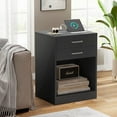 Nightstand End Side Table Storage Stand with USB Port&2 Sliding Drawers, Wooden Bedside