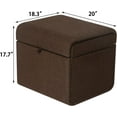 thumbnail image 3 of Homebeez Rectangular Storage Ottoman Cube Footrest with Side Pocket, Coffee Linen Fabric Foot Rest Stool Ottoman with Storage for Living Room Bedroom, 3 of 7