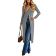 thumbnail image 4 of Womens Swimwear Swimsuit Cover Ups for Women Beach Swimwear Casual Solid Button Long Shawl Jacket Cardigan V-neck Dress, 4 of 6
