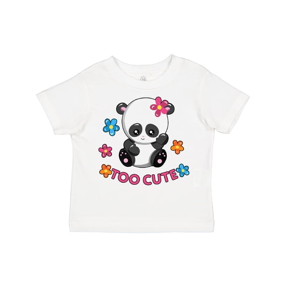 Inktastic Too Cute Baby Panda with Flowers Girls Toddler T-Shirt