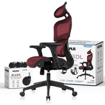 NOUHAUS Ergo3DL Ergonomic High-Back Mesh Office Chair with Adjustable Headrest, Lumbar Support, and Armrests, Red