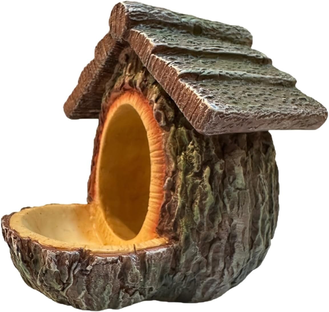 Vintage Tree-Shaped Bird Feeder - Waterproof Resin Hanging Birdhouse with Open Design, for Outdoor Garden, Patio, Yard Decoration (Khaki,1Pcs, B)