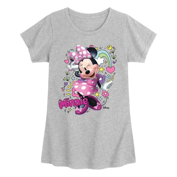 Mickey & Friends - Minnie Mouse Doodles - Youth Girls Fitted Short Sleeve T-Shirt