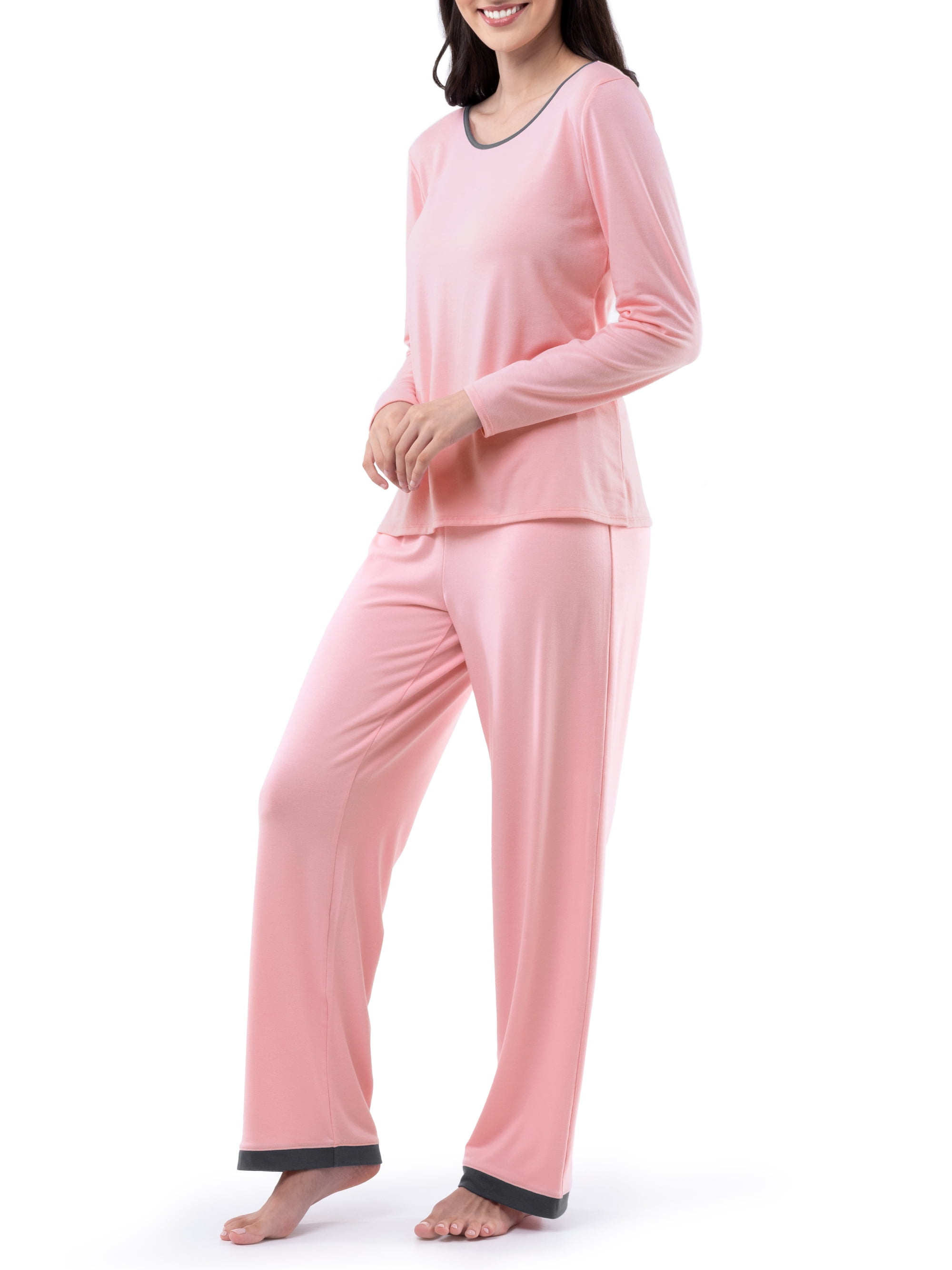 Fruit of the Loom Women's Sleep Soft & Breathable Long Sleeve Top & Pant Set, Sizes S-4X