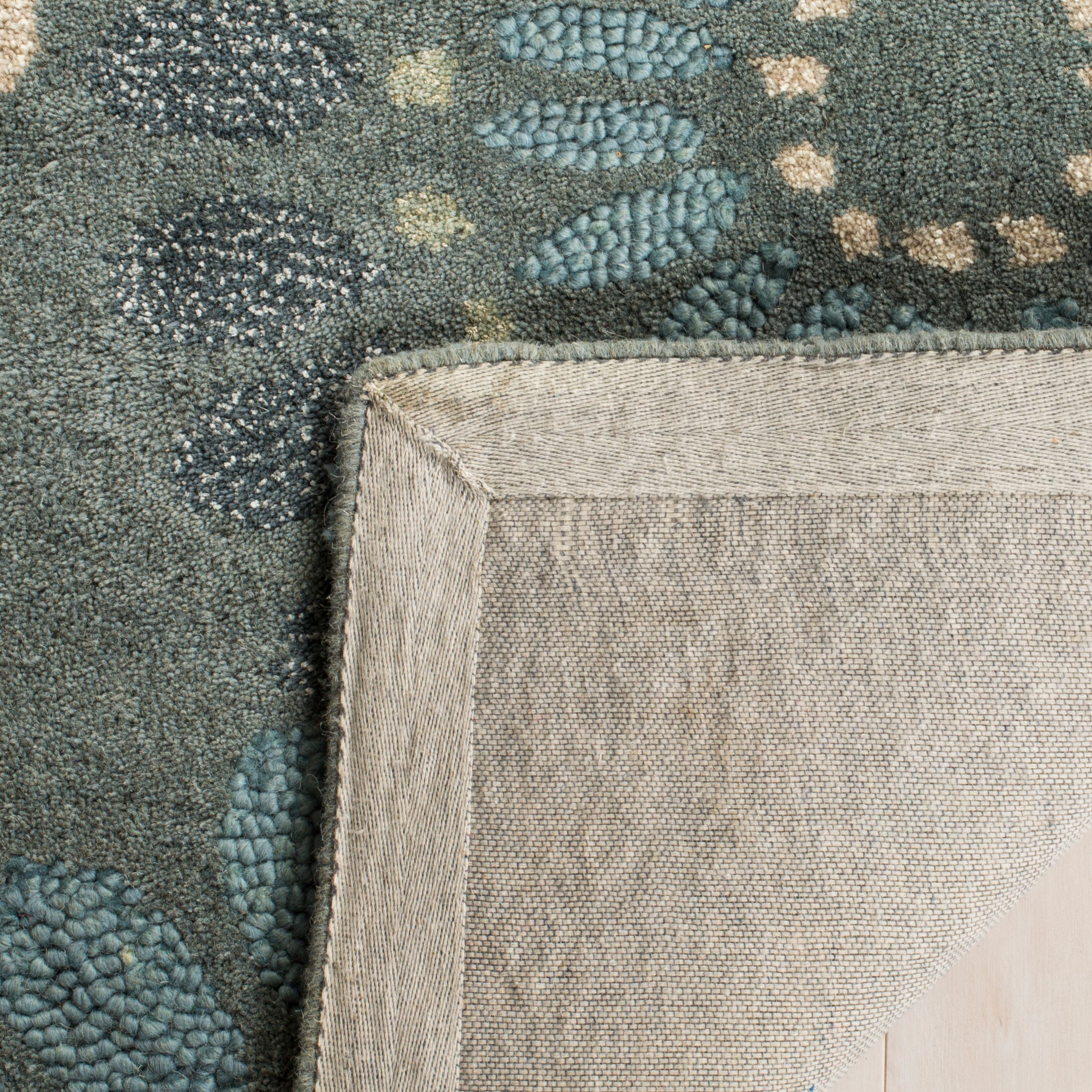 SAFAVIEH Jardin Dorothea Floral Wool Area Rug, Grey/Blue, 4' x 6'