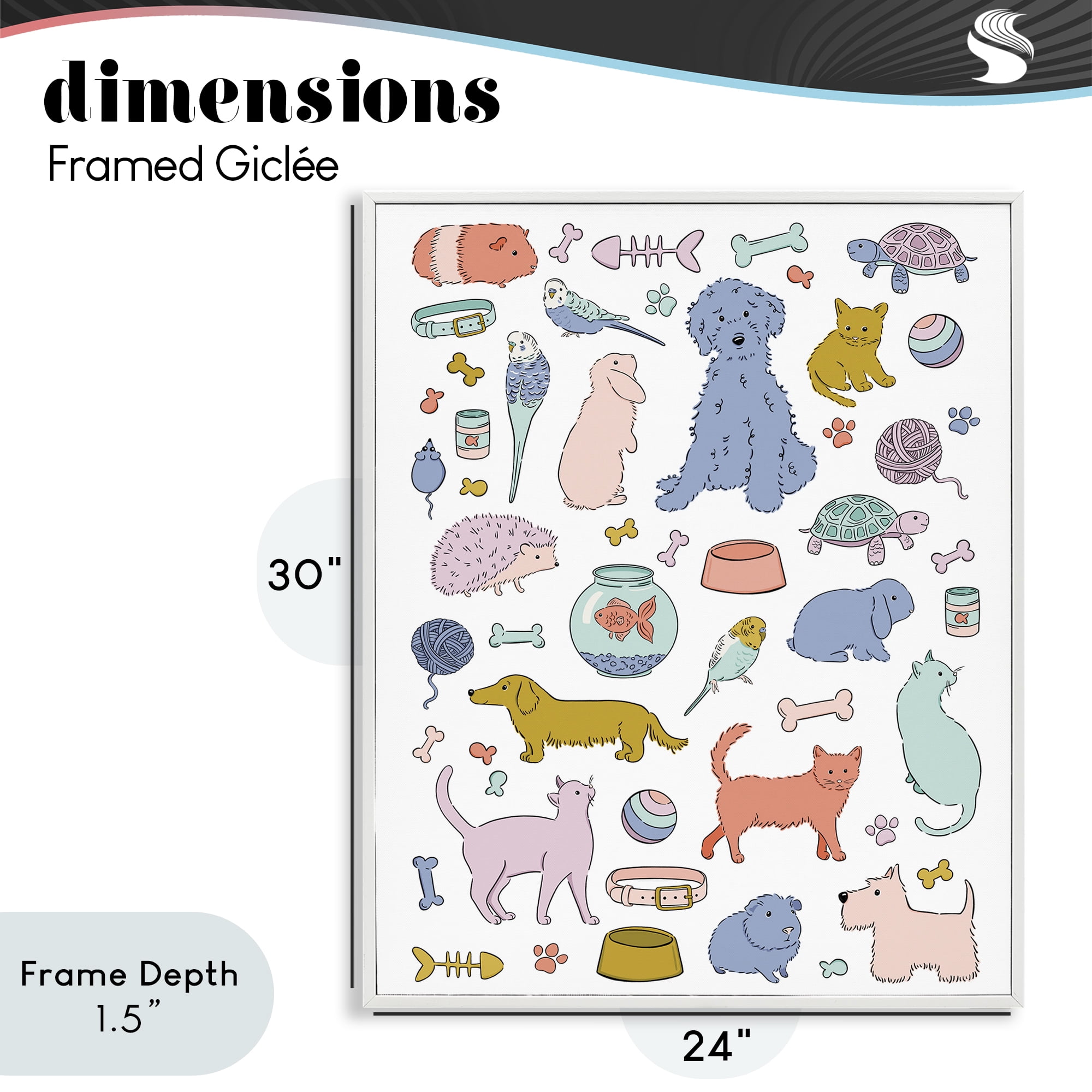 Stupell Industries Pet Shop Menagerie White Framed Giclee Art, design by Bethany Sandoval