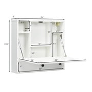 Topbuy Wall Mount Floating Desk Foldable Space Saving Laptop Workstation with Storage Drawer and Shelves White
