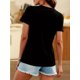 thumbnail image 2 of Women'S Casual Graphic Tee - Black V-Neck Short Sleeve T-Shirt with Logo Print, Cotton, All-Season Wear, Casual Attire|Graphic Print Tee|Knit Construction, 2 of 6
