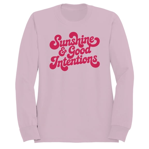 Smartprints Women's Sunshine & Good Intentions Sweatshirt Light Pink, Cotton, S