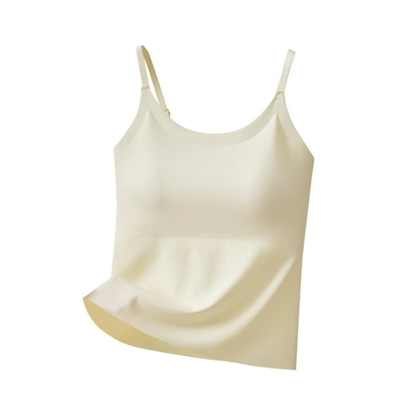 Akafmk Women's Sleeveless Tank Pajama Tops,Women's Cotton Sleepwear T-Shirt,Summer Breathable Round Tie Chest Pad with Suspender Sleeveless Pajamas