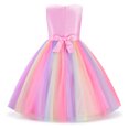 thumbnail image 5 of Uhnice Little Girl's Sequin Sleeveless Mesh Rainbow Dress for Wedding Party (Pink, 7-8 Years/150), 5 of 7