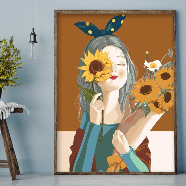 Cuadros Decorativos Girasol chica 5D DIY taladro redondo completo diamante pintura resina Rhinestone Ndcxsfigh Nuevos Originales