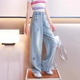 thumbnail image 5 of WERYOUNG Girl's Denim Pants For Kids Cartoon Straight Leg Trousers Everyday Wear Elastic Waist Jeans For Girls Travel Party Trendy Bottom 5-6 Years, 5 of 5