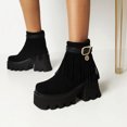 thumbnail image 1 of Autumn And Winter Thick-soled Thick High-heeled Suede Fringed Ladies Ankle Boots, 1 of 8