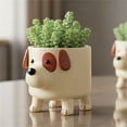 thumbnail image 2 of Hvmvliv Flower Pot Adorable Puppy Planter Pot Ceramic Flower Pot - Cute Dog-Shaped Succulents Planter for Desk Shelf Windowsill Decor Gift White, 2 of 6