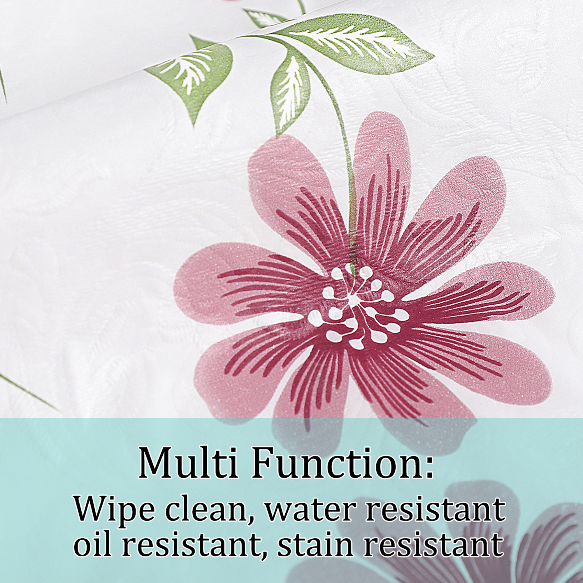 Unique Bargains Vinyl Rectangle Table Cover Nine-petals Floral Tablecloth  41" x 60"