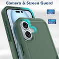 thumbnail image 4 of for iPhone 16 Heavy Duty Case,Stylish 2 in 1 Military Grade Armor PC+TPU Silicone Hybrid Rugged Shockproof Glossy Grip Edge Protective Anti-Scratch Back Phone Cover,Darkgreen, 4 of 5