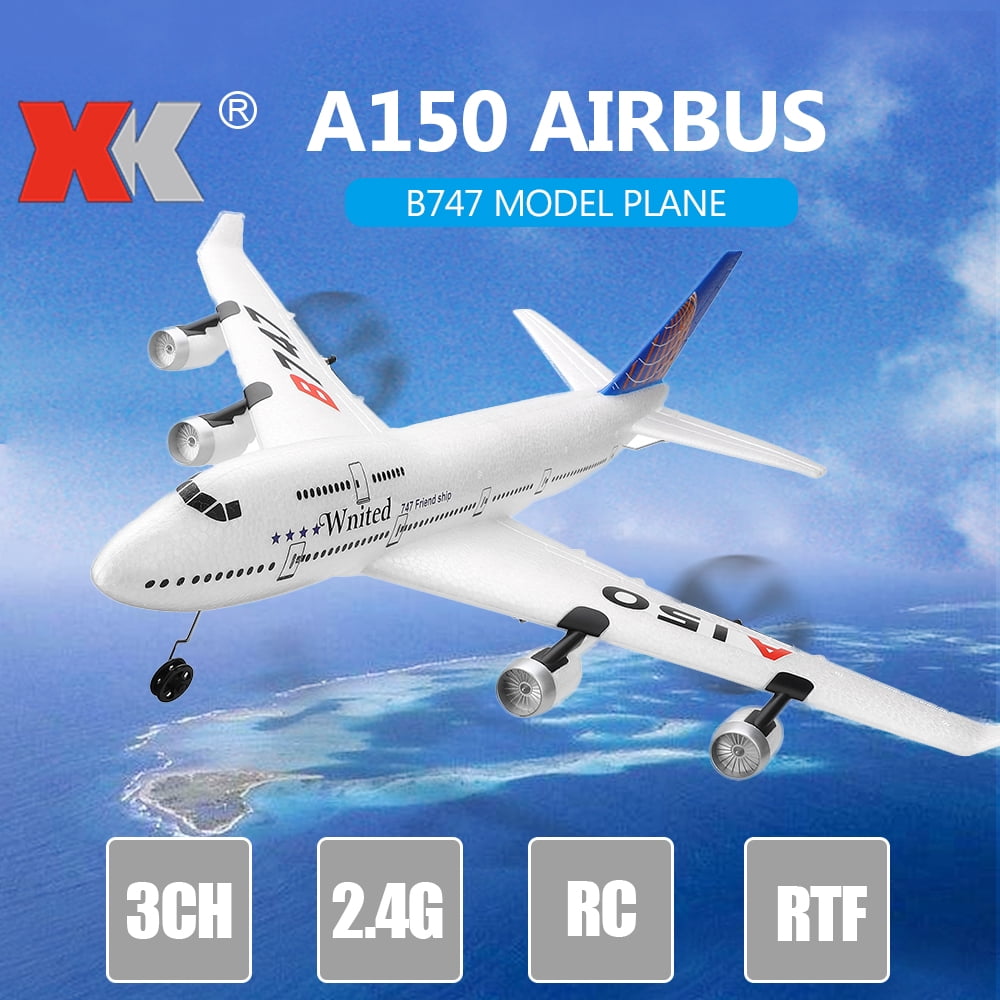 B747 3CH 2.4G RC Aircraft Remote Controlled Glider Aircraft Ready to Fly for Kids Beginners Remote Control Airplane White A150 