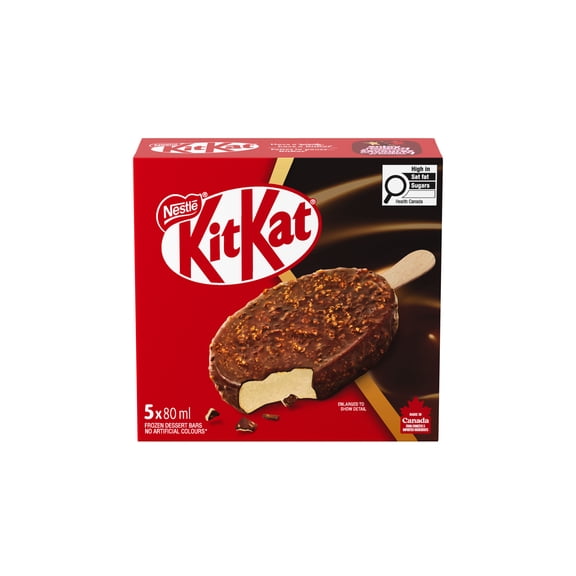KITKAT Barres de dessert glacé, enrobage chocolaté au lait avec morceaux de gaufrettes broyées 5 x 80 ml