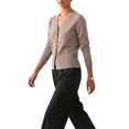 thumbnail image 4 of INSPIRE CHIC Womens Knit Cardigan Sweaters Long Sleeve V Neck Dressy Casual Office Tops Large Camel, 4 of 6