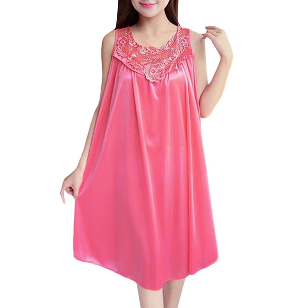 Gibobby Vestido lentejuelas Vestido liso informal para mujer, sin mangas, cuello redondo, vestido de empalme de encaje, suéter, vestido suelto(Rojo, Talla única)