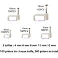 thumbnail image 1 of 500 Clips de sujeción planos de plástico, 4 mm/6 mm/8 mm/10 mm/12 mm 100 piezas cada uno, para fijación de cables y cables de Internet de TV de teléfono ZefeiWu 8390611591038, 1 of 1