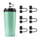 thumbnail image 1 of Cubiertas de paja de silicona con tapa para pajitas, a prueba de polvo, adecuadas para botellas de agua de 30-40 oz, Tumbler Negro, 1 of 5