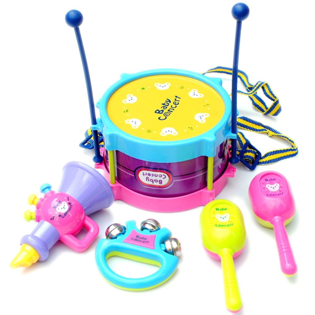 5pcs Baby Infant Toddler Developmental Toys Kids Drum Rattles Educational Toys H 
