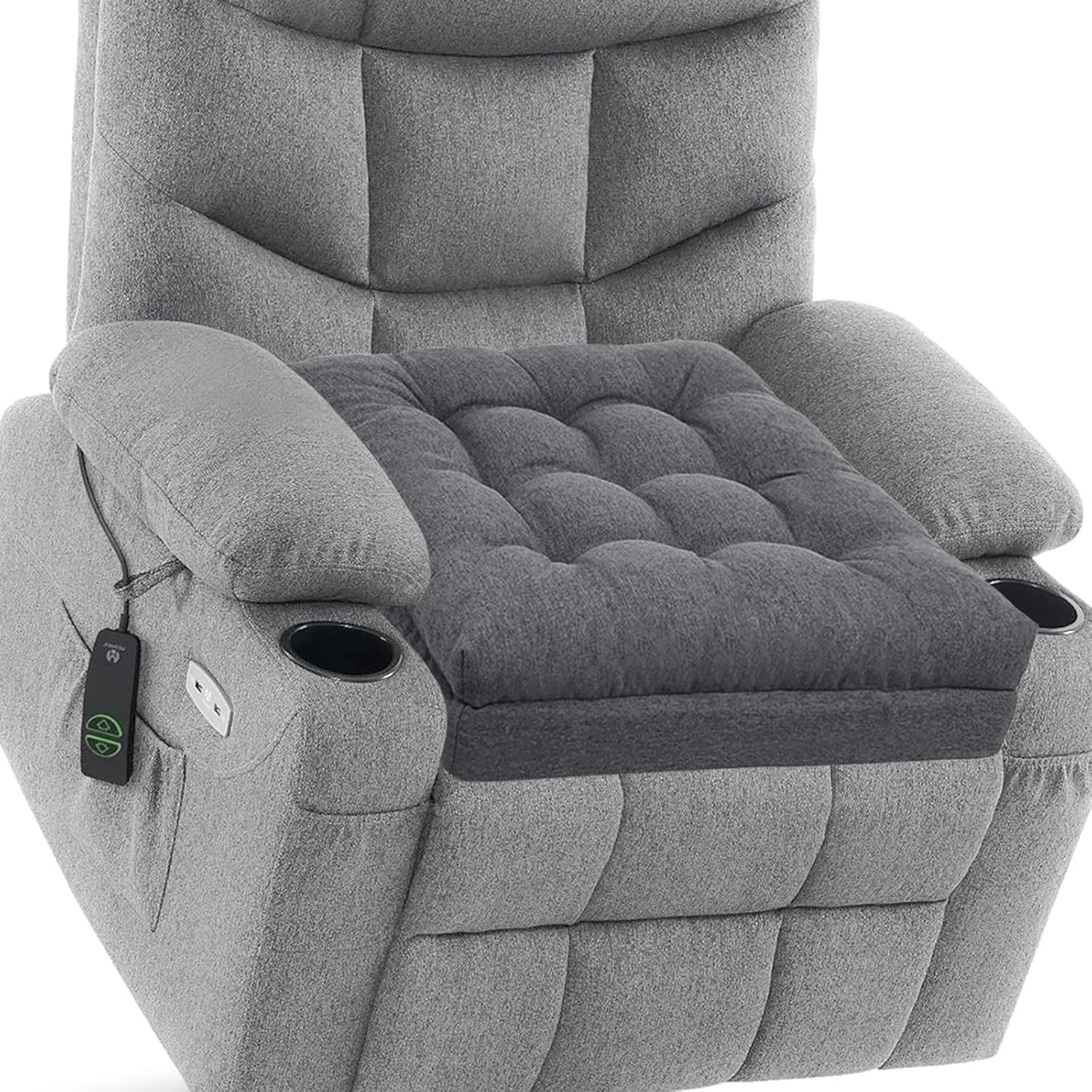 Extra Large Memory Foam Recliner Cushions for Elderly, 20x20x5 Inch Thick Dual-Layer Patent Design Non-Slip Recliner Seat Cushion for Couch for Easy to Stand Up & Reduce Hip & Lumbar Pain, Grey
