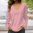 thumbnail image 2 of ManxiVoo Womens Long Sleeve V Neck Shirt in Contrast Stitching Detail for a Versatile Layering Piece and Office Wear XXL Size Hot Pink, 2 of 5