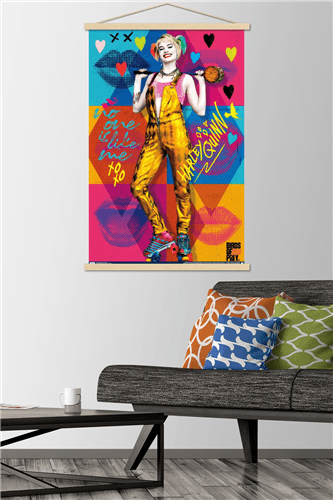 DC Comics Movie - Birds of Prey - Harley Quinn - Hammer Wall Poster with Wooden Magnetic Frame, 22.375" x 34"