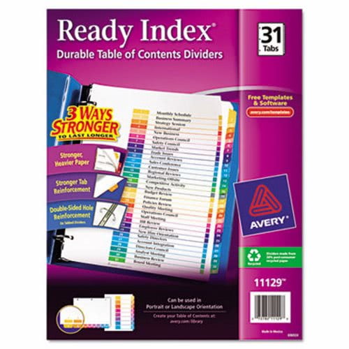 2PK Avery Ready Index Table of Contents Divider, 131, Multi, Letter