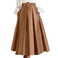 thumbnail image 3 of Women's Vintage Style Midi Skirt with Hidden Side Pockets and Flared Hem, Soft Stretch Fabric for All Day Comfort Khaki L, 3 of 7