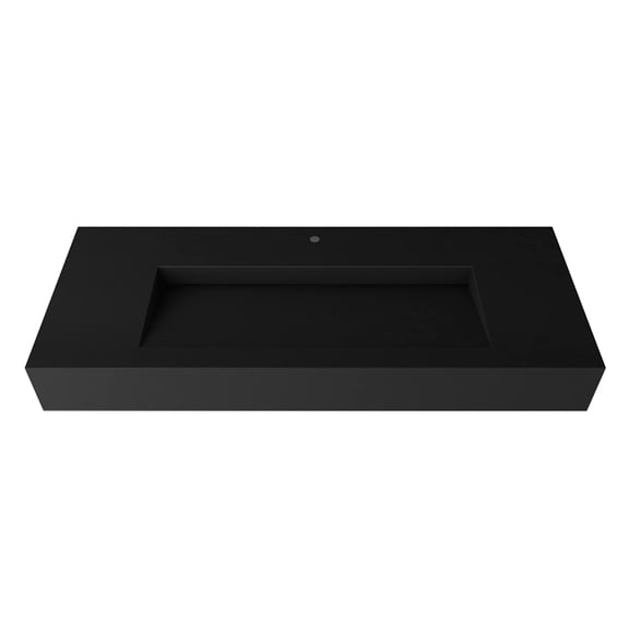 Castello USA Inc Pyramid 48" Solid Surface Manmade Stone Bathroom Sink in Black