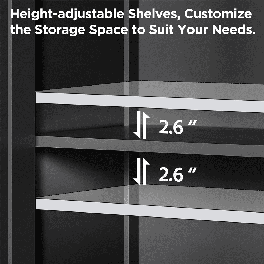 Alden Design Free Standing Floor Cabinet with 2 Adjustable Shelves, Black