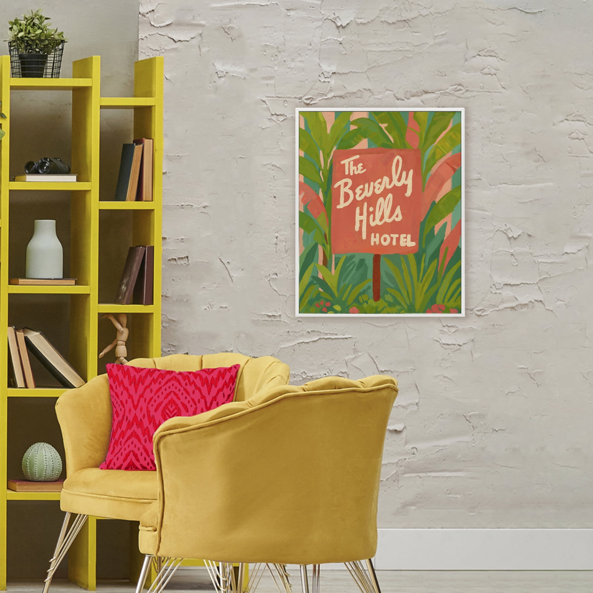 Stupell Industries Tropical Beverly Hills Hotel White Framed Giclee Art, design by Amelia Noyes