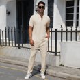 thumbnail image 4 of AZPSRT Beige 2 Piece Set for Men Casual Lounge Wear Sweat Suits Comfortable Outfit Size S, 4 of 4